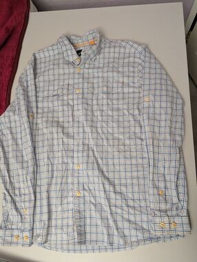 Orvis White, Blue & Cream Plaid Button-Down Shirt